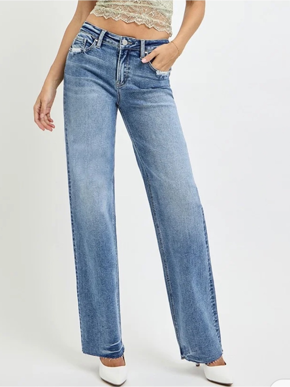 Risen Los Angeles RDP5983 High Rise Wide Leg Jeans Size 5/27 NWT